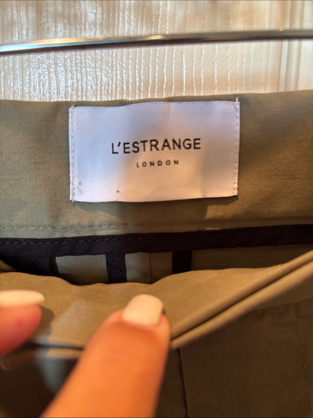 L'Estrange London The 24 Trouser Khaki Beige Elastic Drawstring Pants Small - Picture 2 of 6
